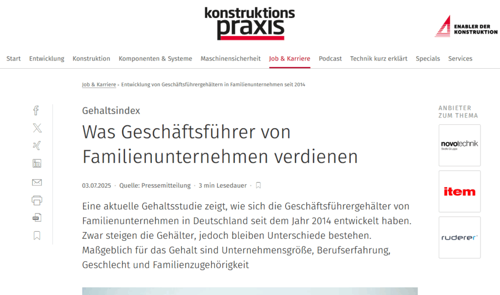 Konstruktionspraxis Vogel: Gehaltsindex: Was Geschäftsführer von Familienunternehmen verdienen