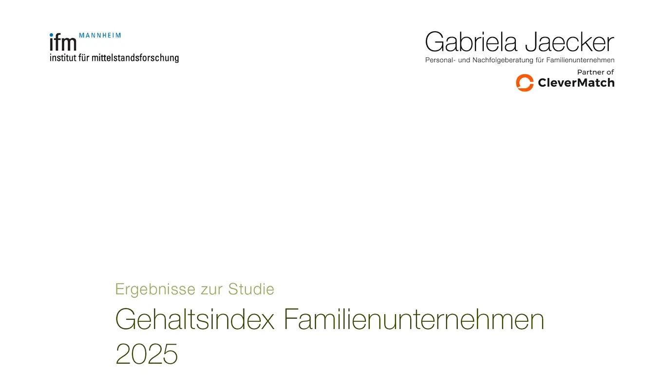 Studie Gehaltsindex Familienunternehmen 2025 von Gabriela Jaecker und CleverMatch