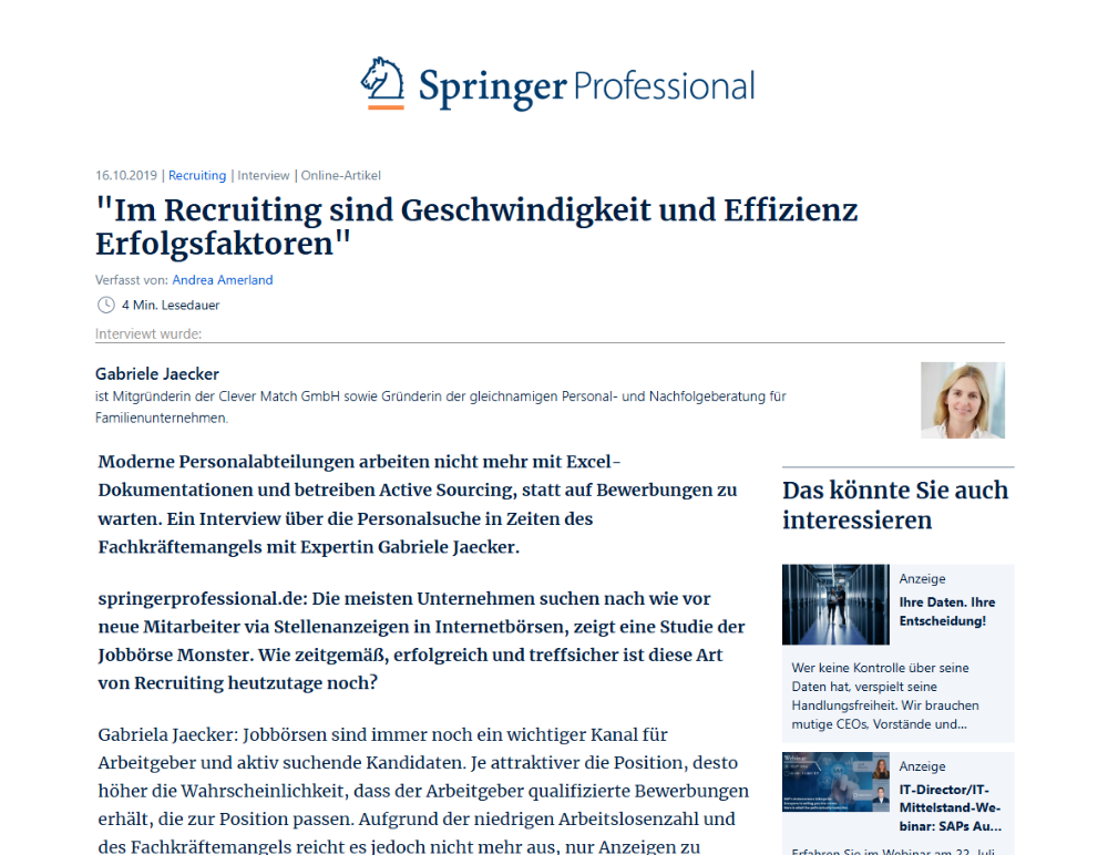 Im Recruiting sind Geschwindigkeit und Effizienz Erfolgsfaktoren